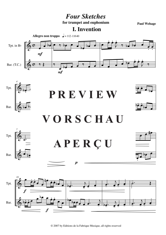 Produktgalerie: Seite 3 von 22 Four Sketches , , (Duett für Trompete in B + Euphonium in B)