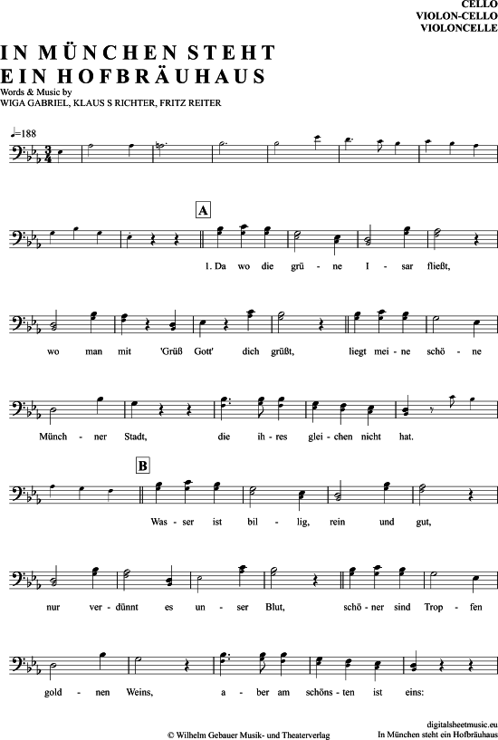 Produktgalerie: Seite 1 von 4 In München Steht Ein Hofbräuhaus , Marianne Und Michael, (Violon-Cello)