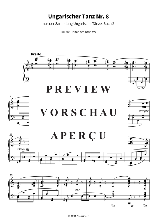 gallery: Ungarischer Tanz Nr. 8 - aus der Sammlung Ungarische Tänze, Buch 2 , , (Klavier Solo)