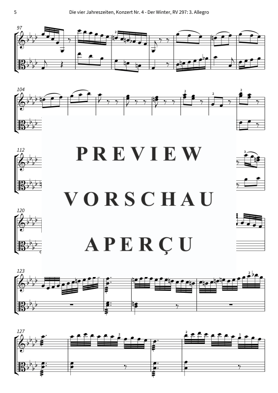 Produktgalerie: Seite 7 von 8 Die vier Jahreszeiten, Konzert Nr. 4 - Der Winter - 3. Allegro, The Twiolins, (Duett Violine + Viola)
