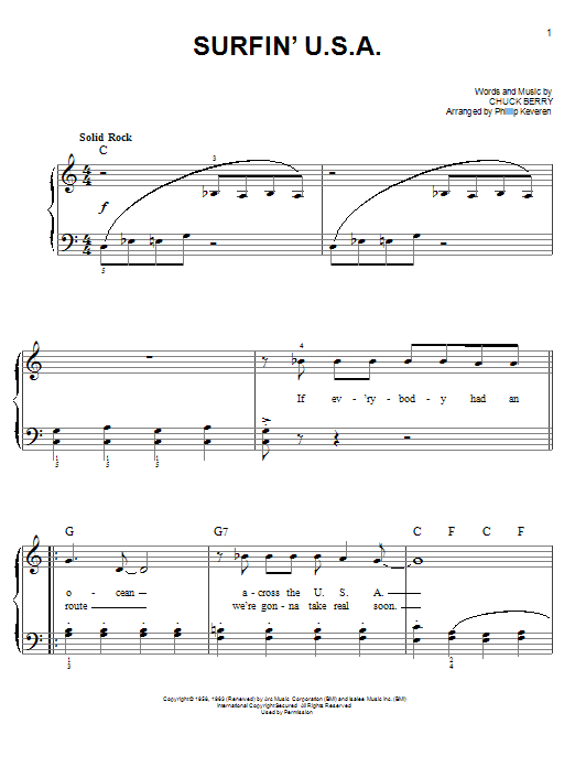 Produktgalerie: Seite 1 von 1 Surfin' U.S.A. (arr. Phillip Keveren), The Beach Boys, Klavier
