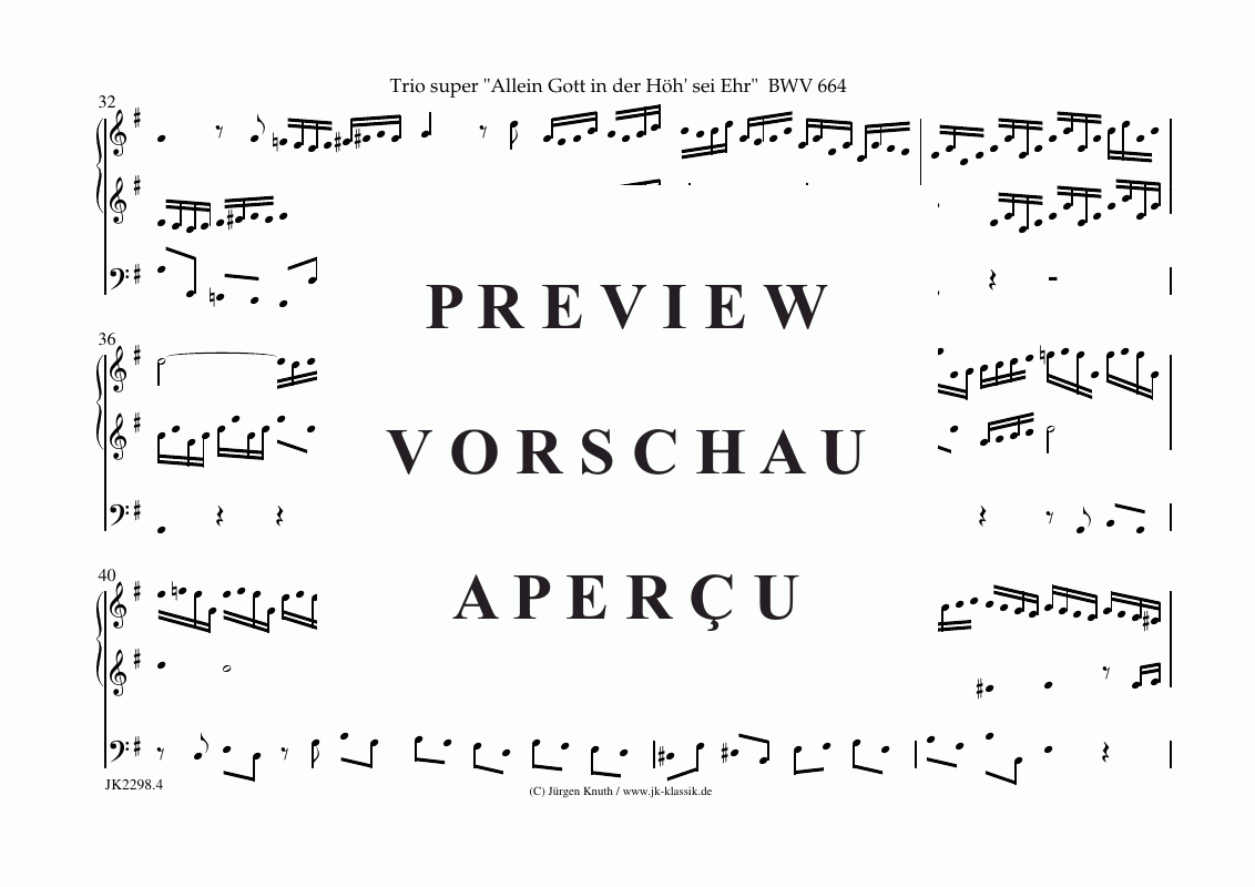 Produktgalerie: Seite 5 von 10 Trio super Allein Gott in der Höh´ sei Ehr BWV 664 G-Dur , , (Orgel Solo)