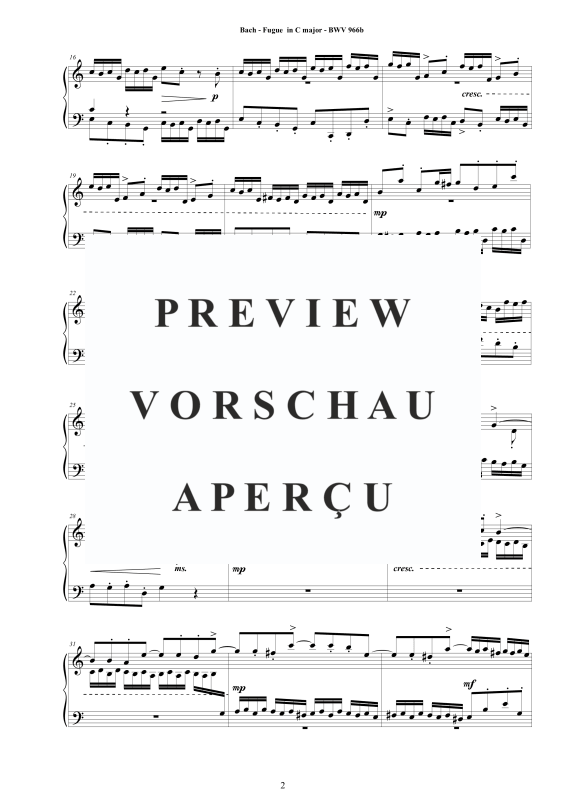 Produktgalerie: Seite 3 von 7 Fuge in C-Dur BWV 966b, , Klavier Solo