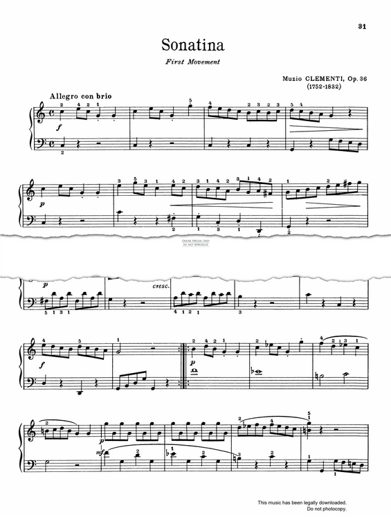 Produktgalerie: Seite 1 von 1 Sonatina in C Major Op.36, No.1, Muzio Clementi, Klavier