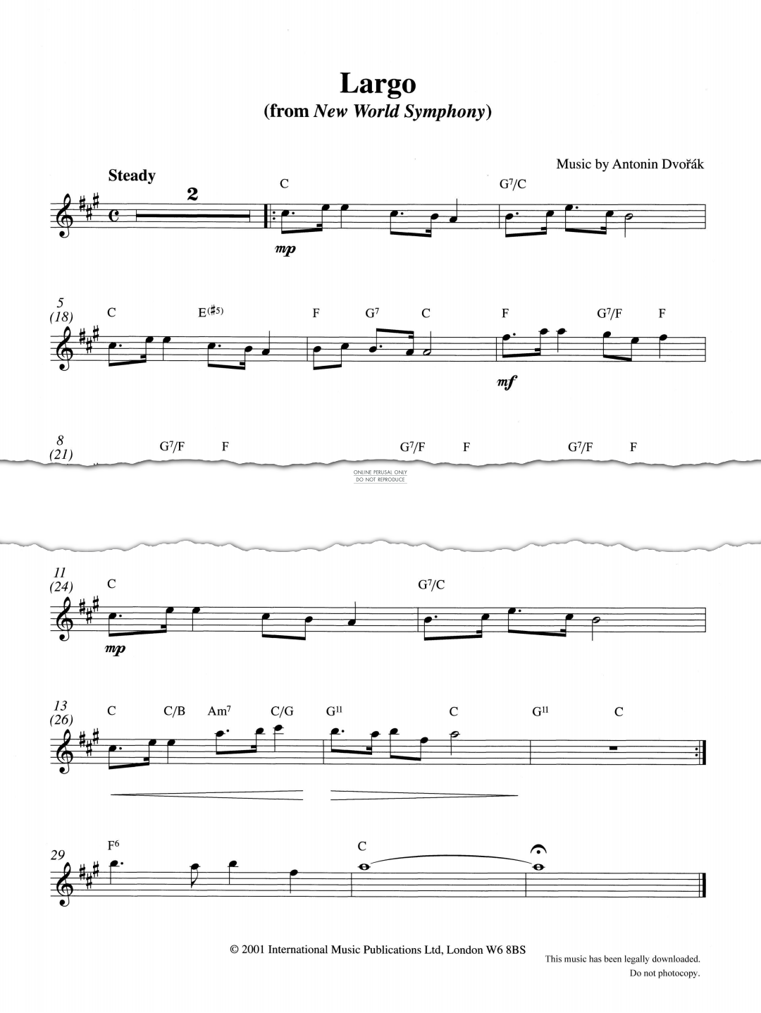 Product gallery: Page 1 of 1 Largo from 'New World Symphony', Antonín Dvorák