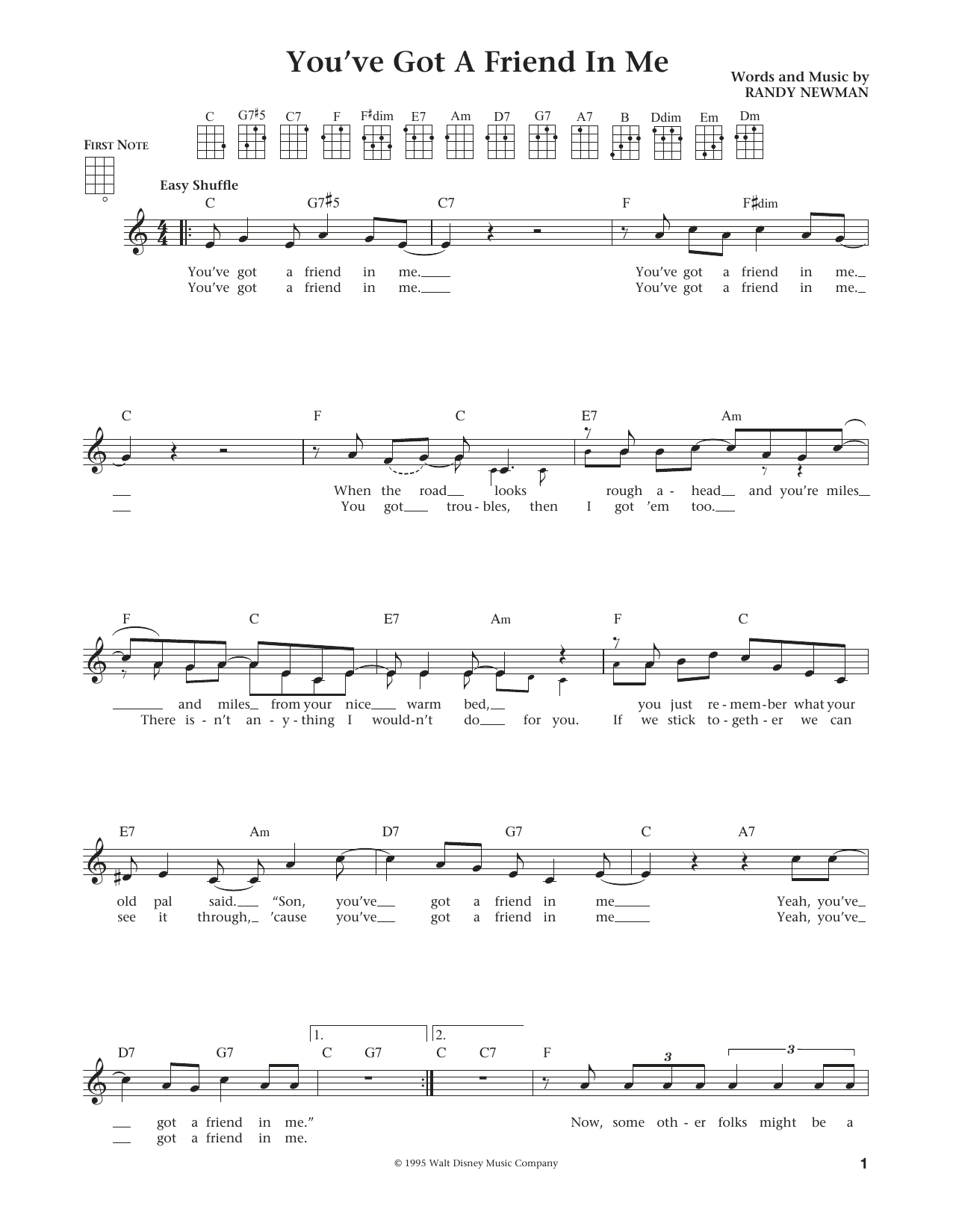 Product gallery: Page 1 of 1 You've Got A Friend In Me (from Toy Story) (from The Daily Ukulele) (arr. Liz and Jim Beloff), Randy Newman