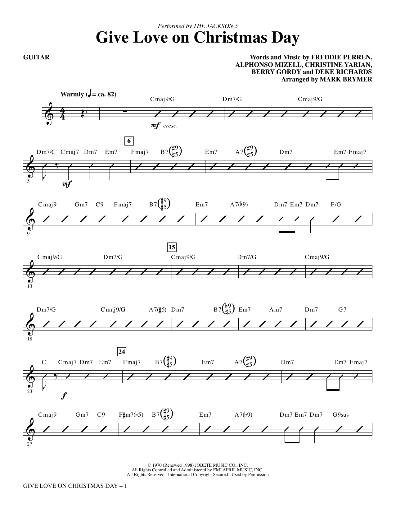 Product picture to: Give Love on Christmas Day (arr. Mark Brymer) - Guitar