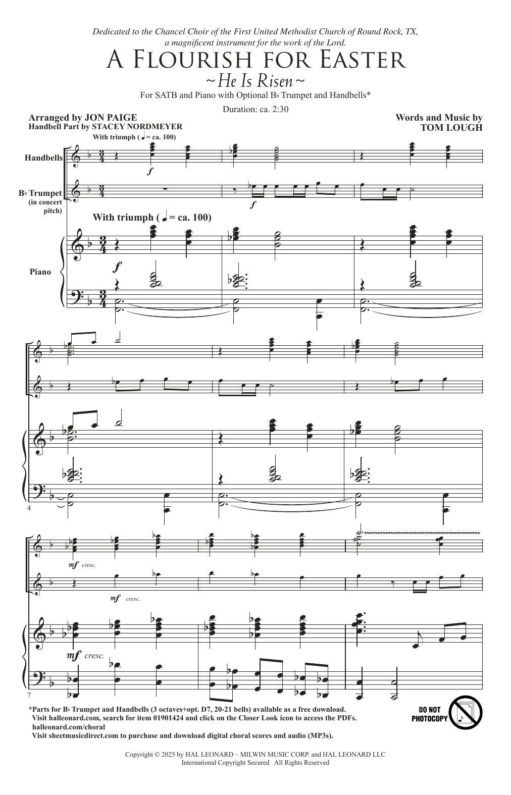 Produktgalerie: Seite 1 von 1 A Flourish For Easter (He Is Risen) (arr. Jon Paige), Tom Lough, Chor
