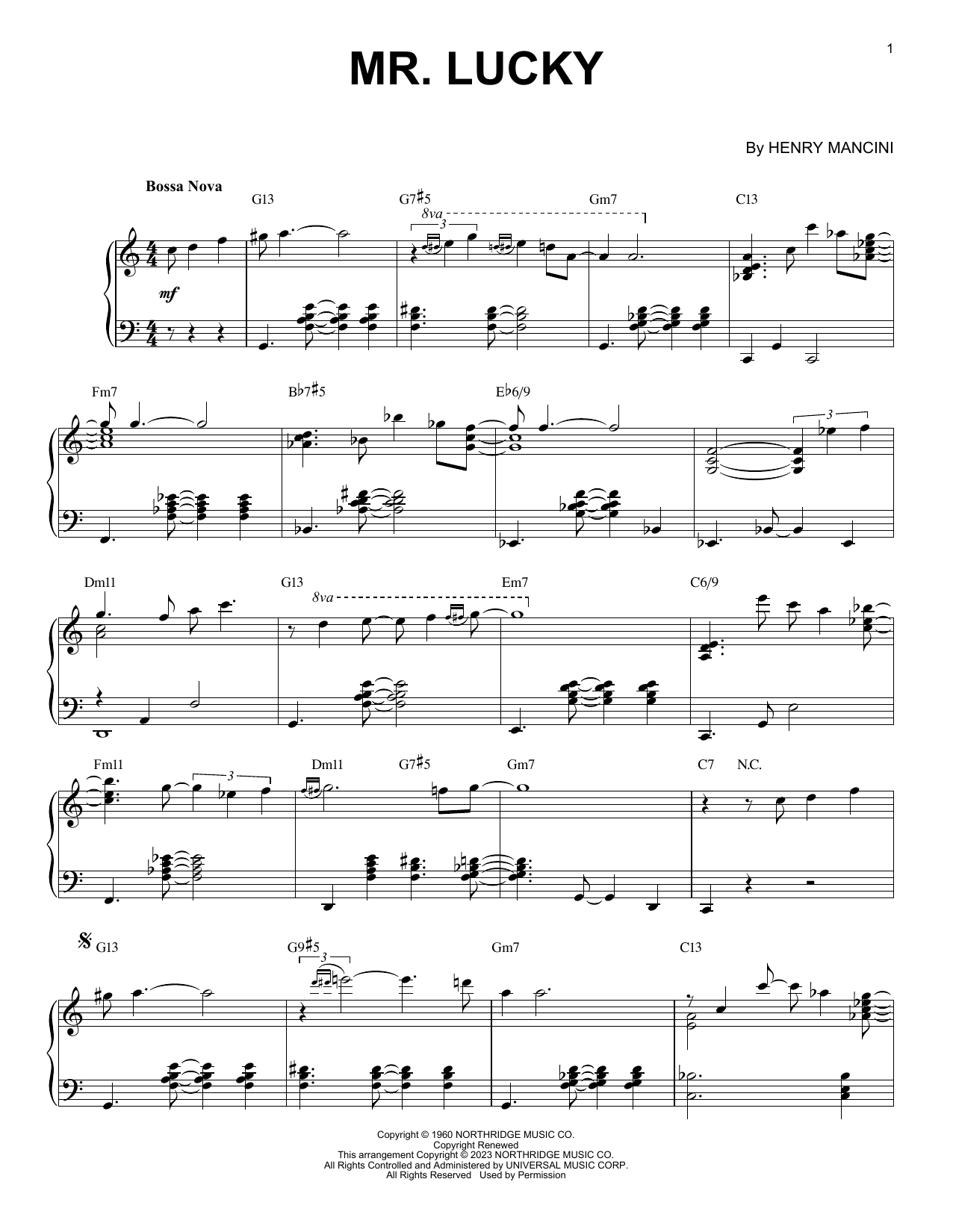 Product picture to: Mr. Lucky [Jazz version] (arr. Brent Edstrom)