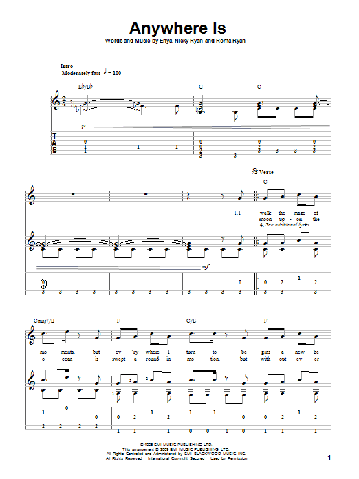 Produktgalerie: Seite 1 von 1 Anywhere Is, Enya, Gitarre