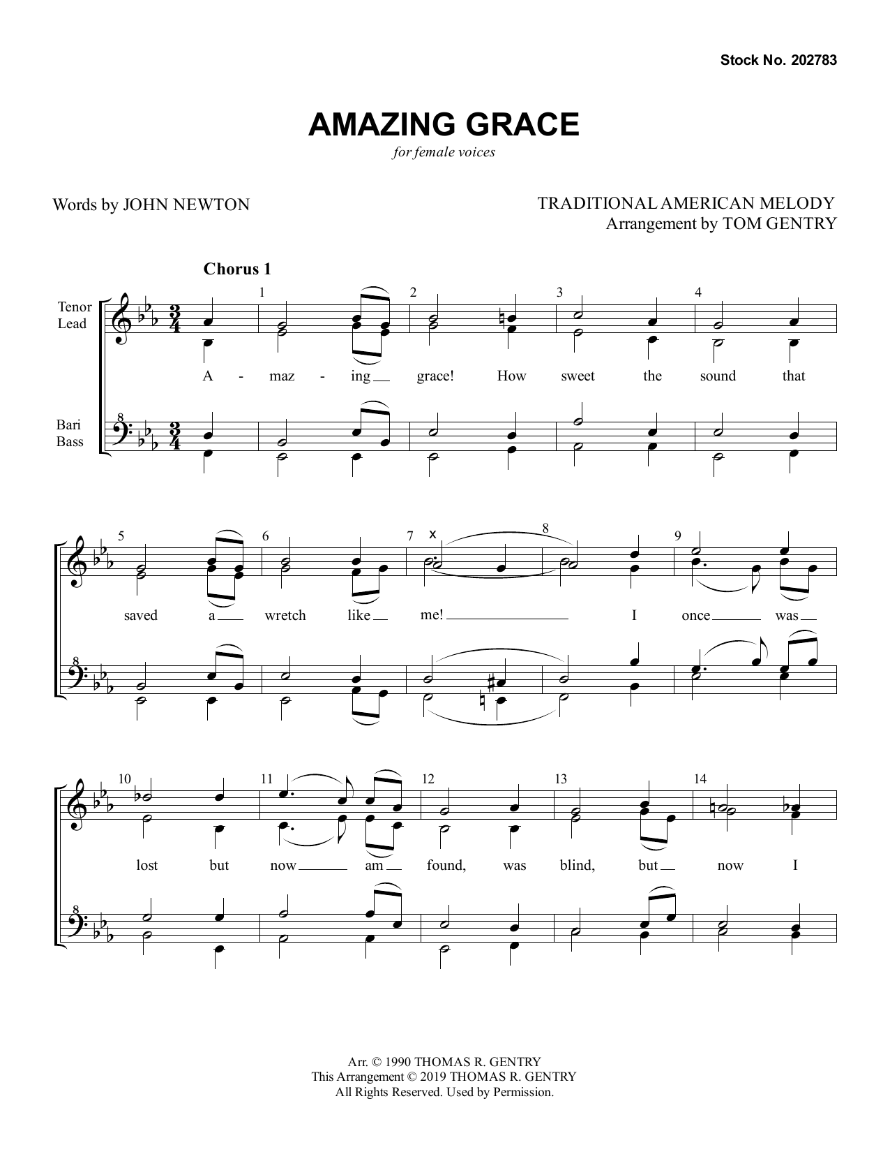 Product gallery: Page 1 of 1 Amazing Grace (arr. Tom Gentry), Traditional American Melody