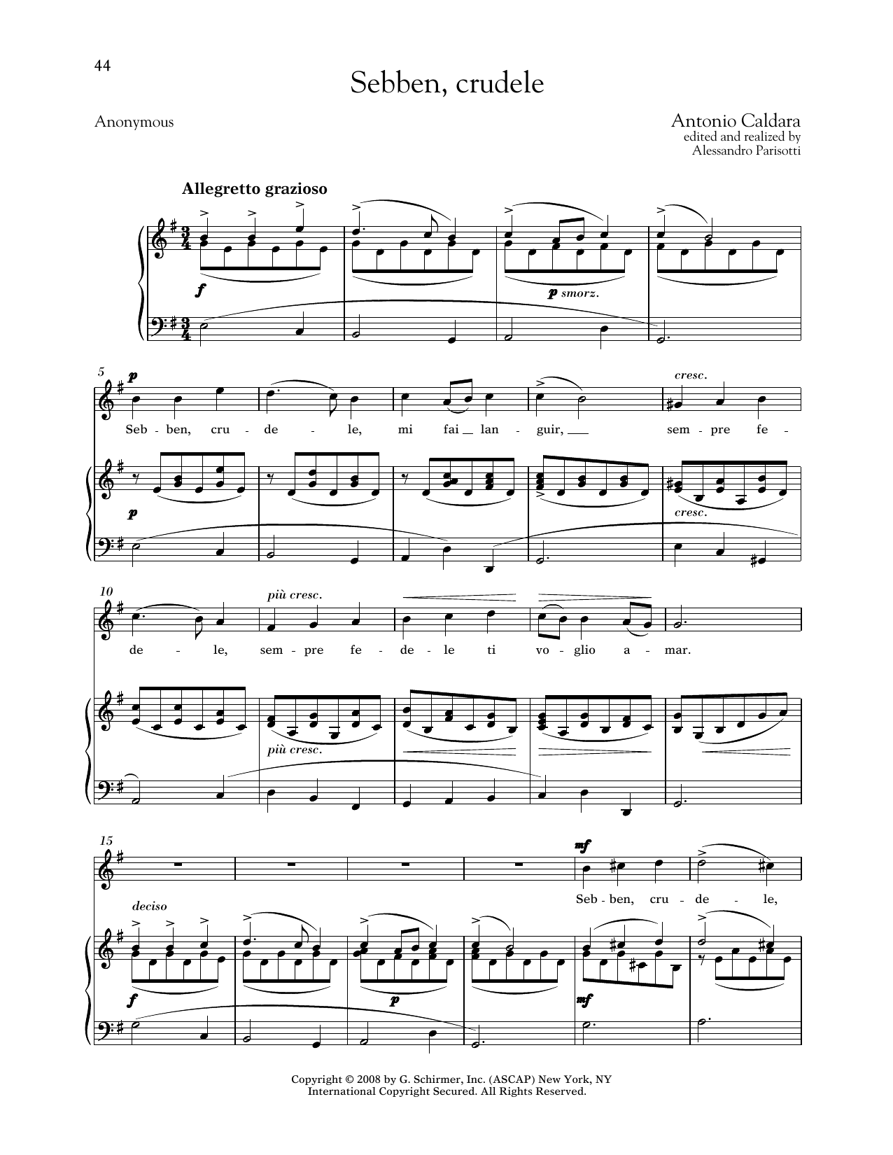 Produktbild zu: Sebben, Crudele (Medium High Voice)