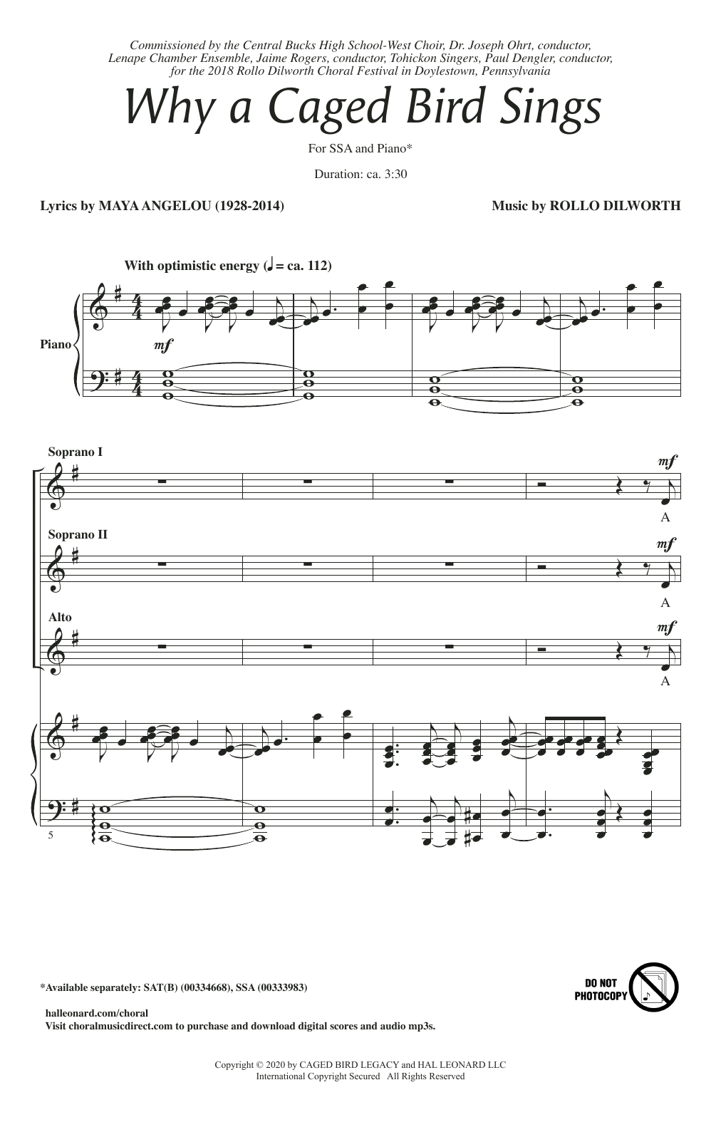 Produktgalerie: Seite 1 von 1 Why A Caged Bird Sings, Maya Angelou and Rollo Dilworth, Chor