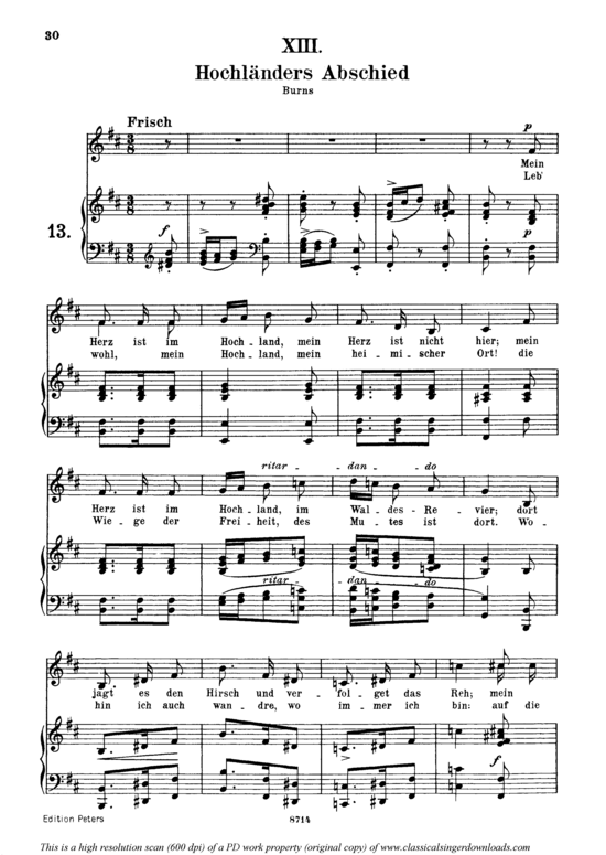 Product picture to: Hochländers Abschied, Op.25 No.13Robert Schumann