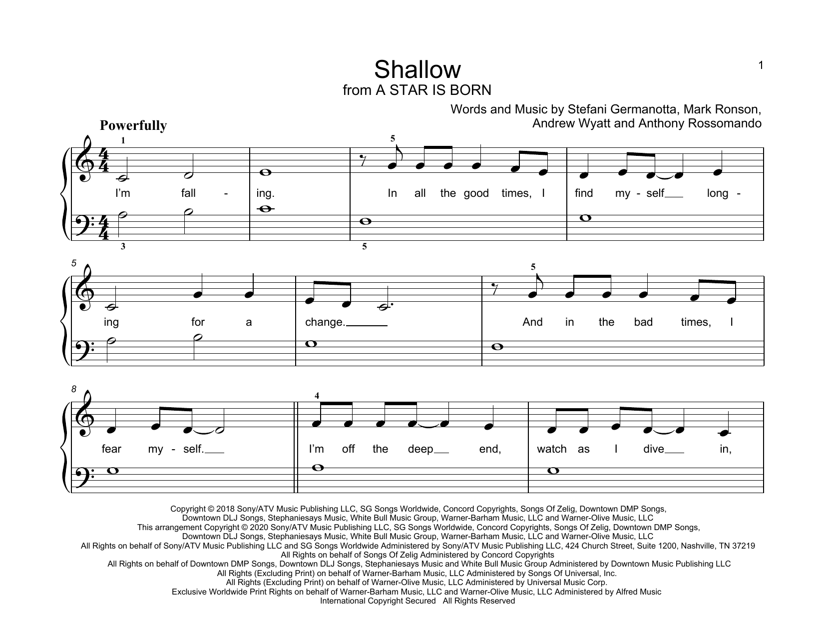 Produktgalerie: Seite 1 von 1 Shallow (from A Star Is Born), Lady Gaga & Bradley Cooper, Klavier