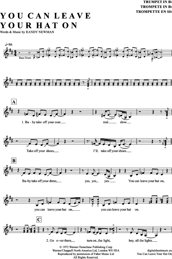 Produktgalerie: Seite 1 von 4 You Can Leave Your Hat On , Cocker, Joe, Trompete in B