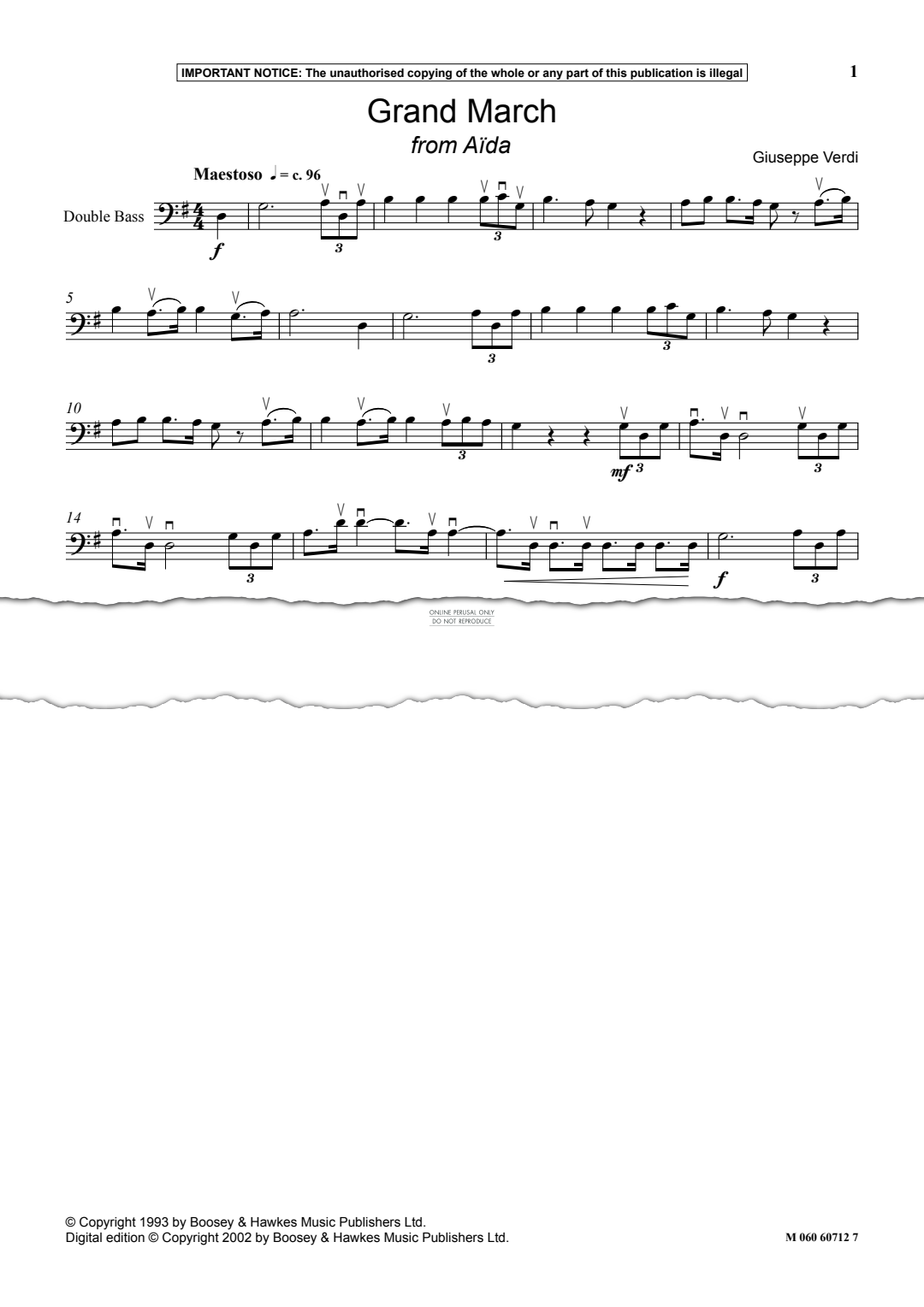 Produktgalerie: Seite 1 von 1 Grand March from Aida, Giuseppe Verdi, Keyboard, Kontrabass