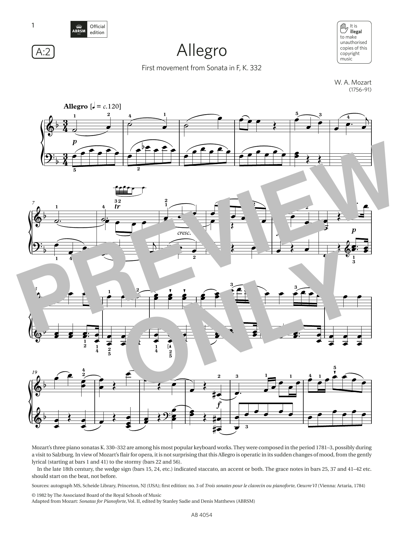 Product picture to: Allegro (Grade 8, list A2, from the ABRSM Piano Syllabus 2023 & 2024)