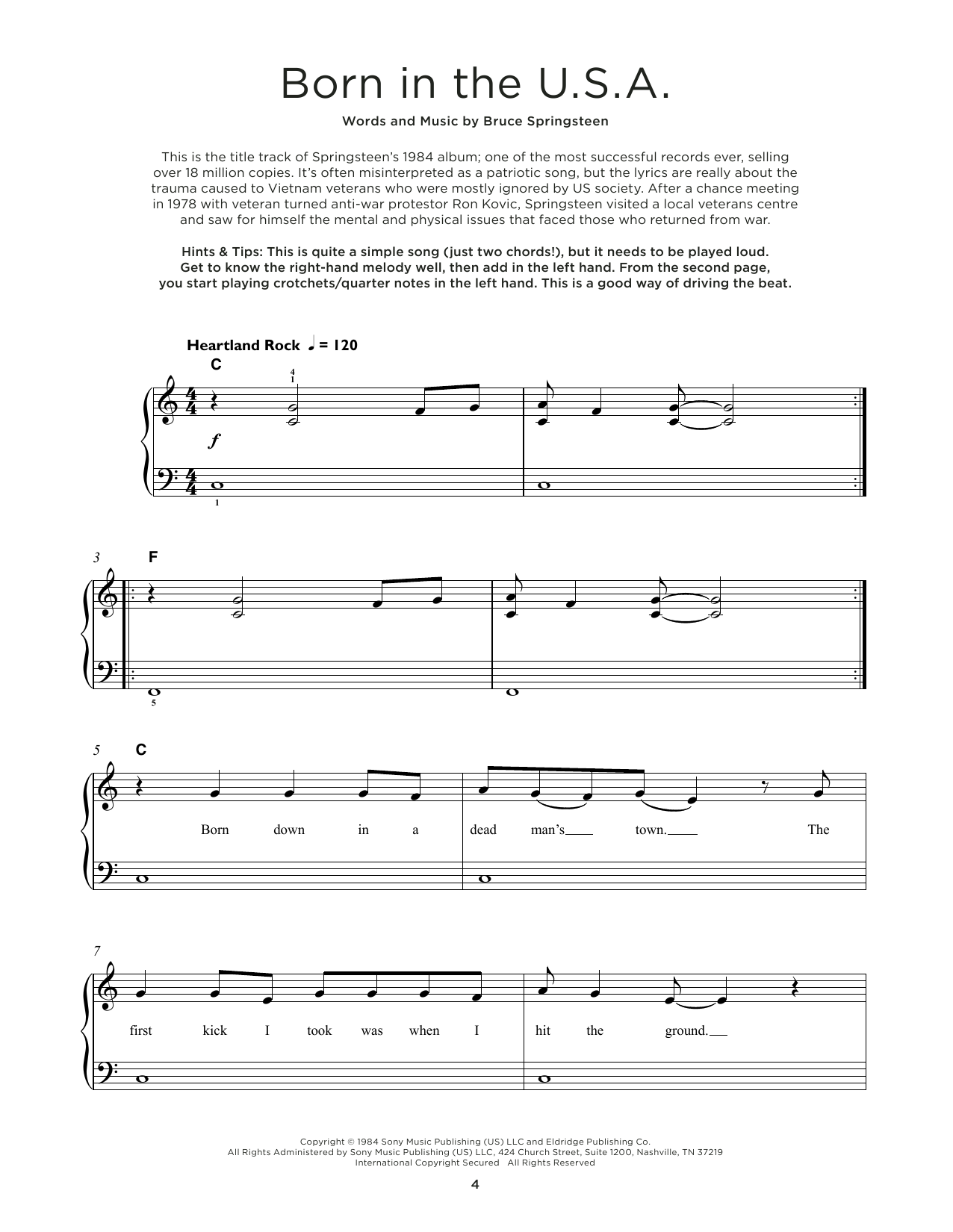 Produktgalerie: Seite 1 von 1 Born In The U.S.A., Bruce Springsteen, Klavier