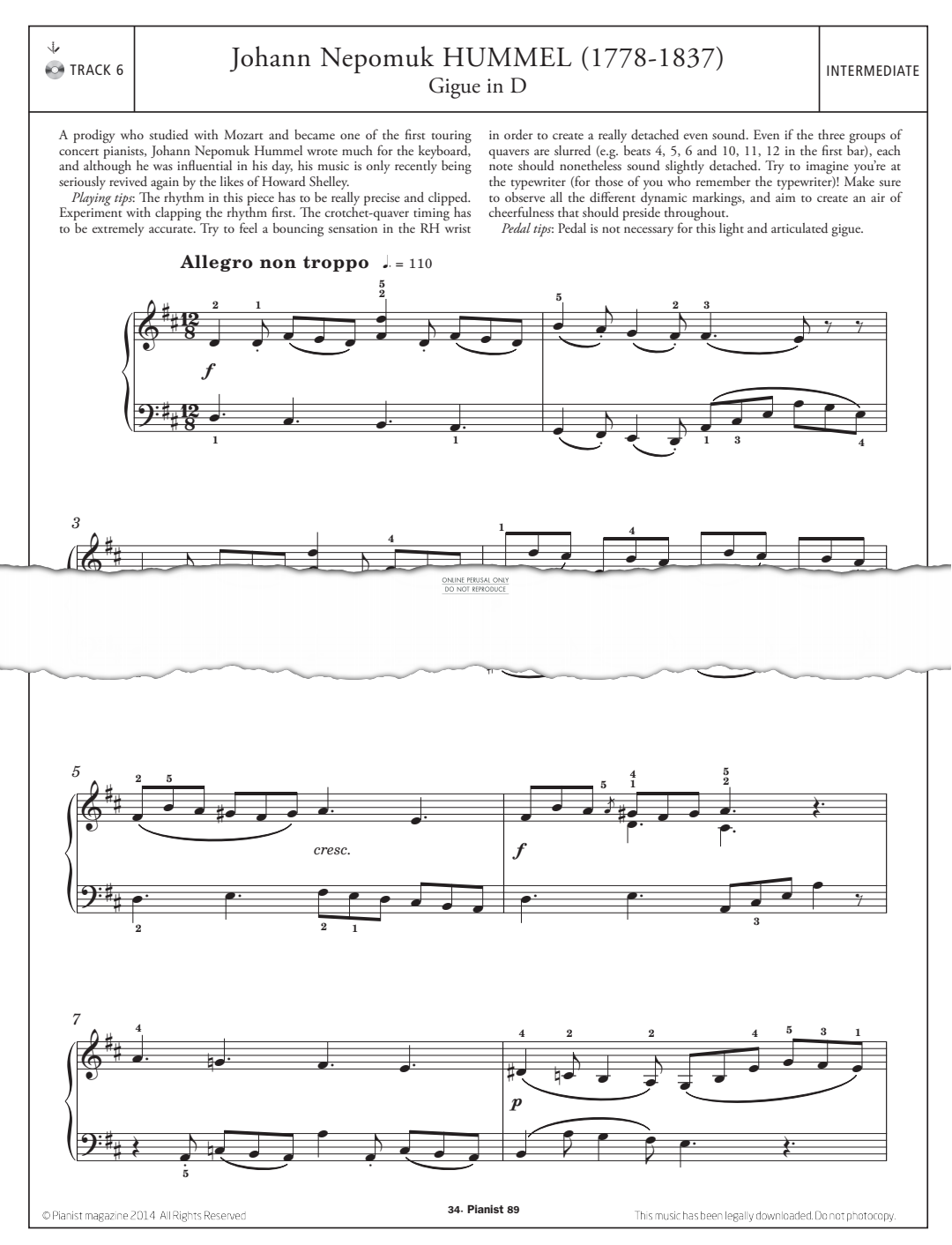 Product gallery: Page 1 of 1 Gigue in D, Johann Nepomuk Hummel