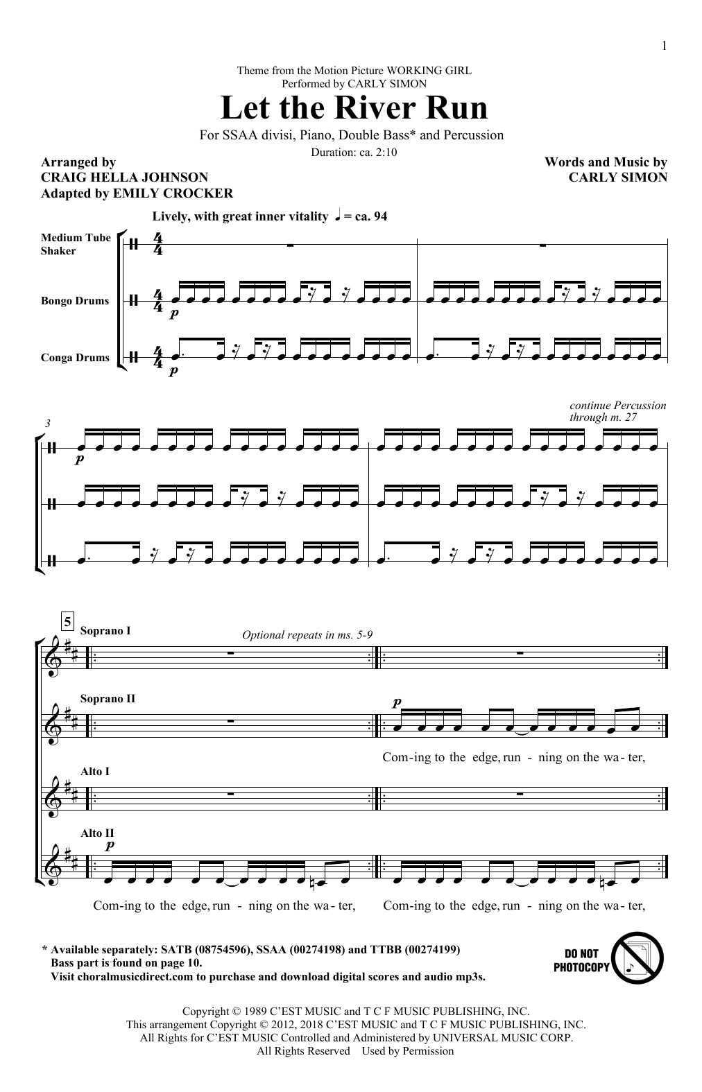 Produktgalerie: Seite 1 von 1 Let The River Run (arr. Craig Hella Johnson), Carly Simon, Chor