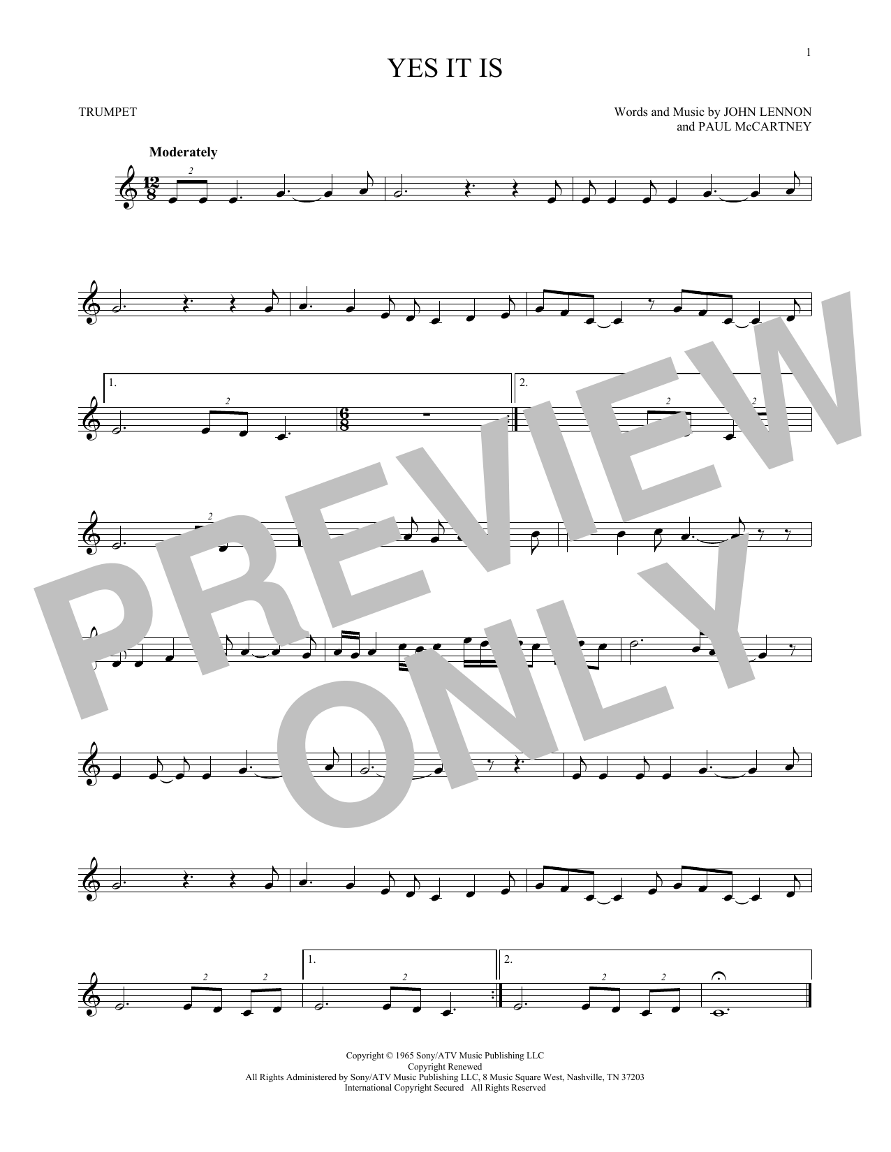 Produktgalerie: Seite 1 von 1 Yes It Is, The Beatles, Trompete