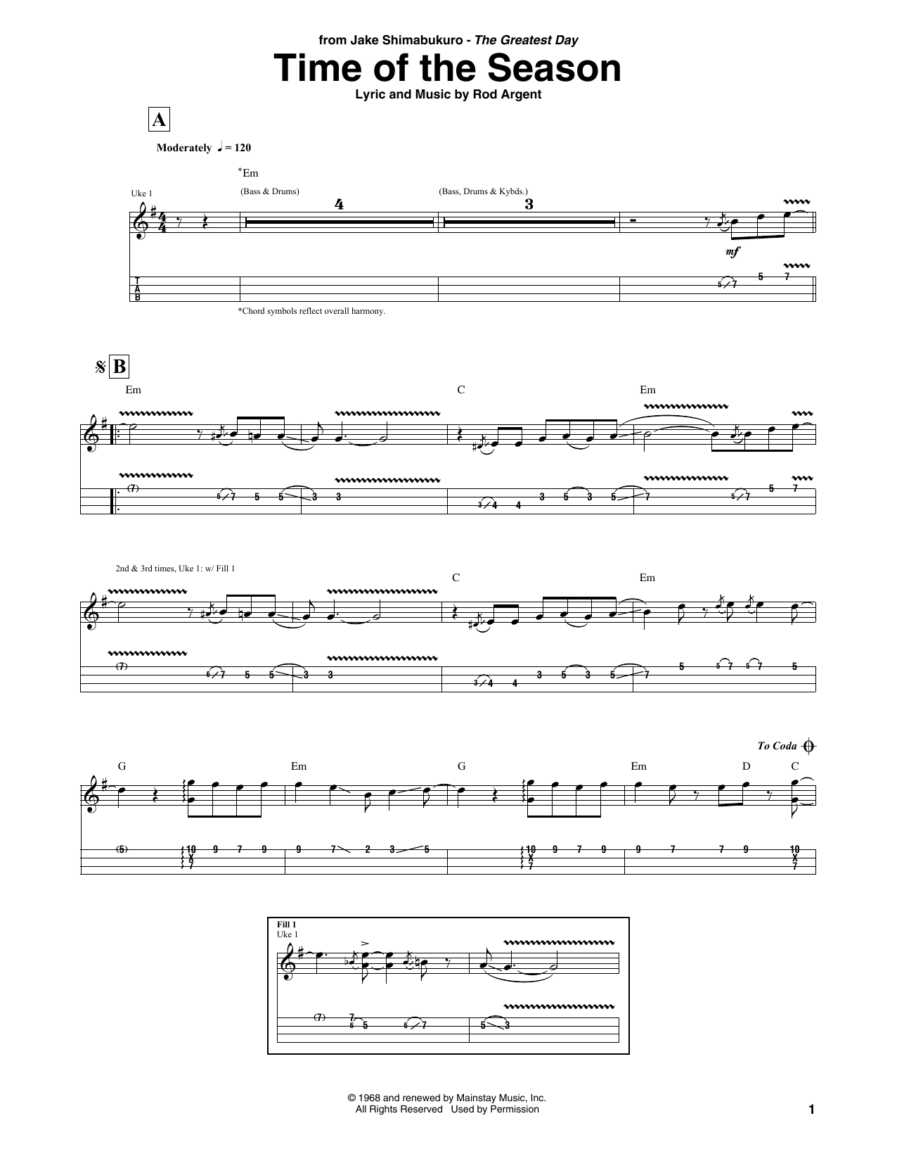 Product gallery: Page 1 of 1 Time Of The Season, Jake Shimabukuro