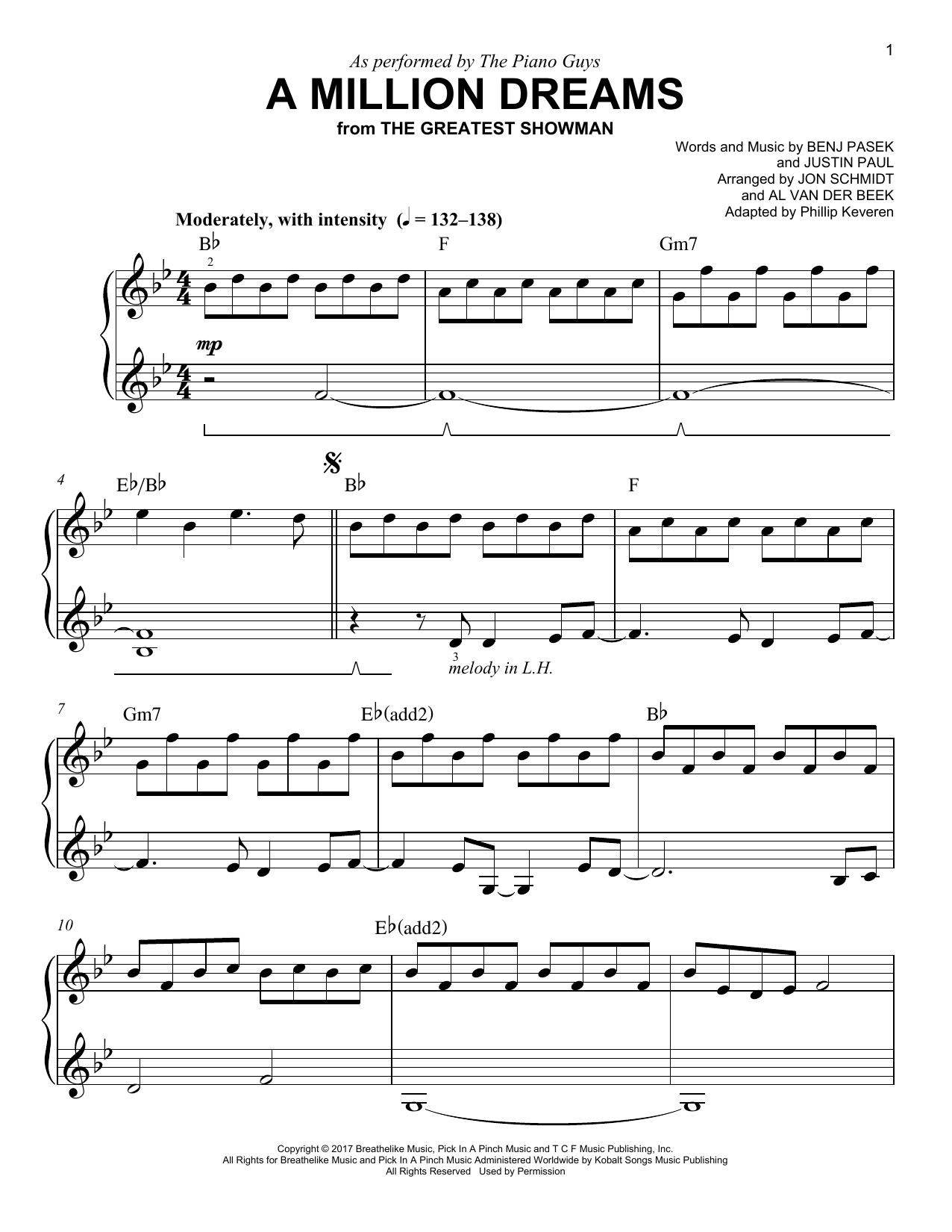 Produktbild zu: A Million Dreams (arr. Phillip Keveren)
