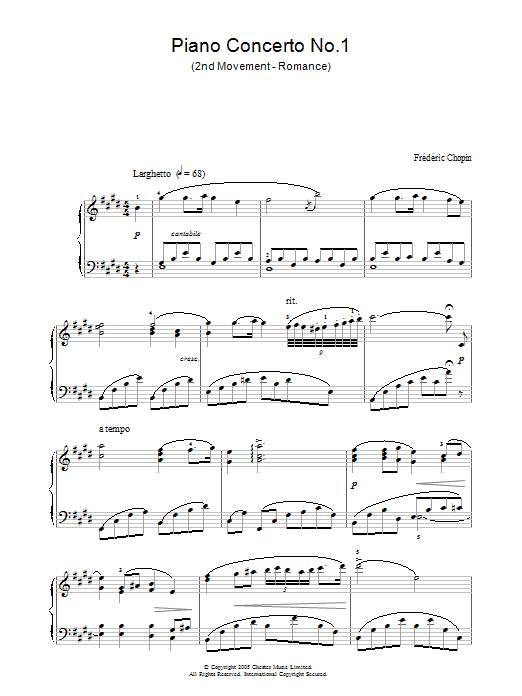 Product gallery: Page 1 of 1 Piano Concerto No. 1 (2nd Movement - Romance), Frederic Chopin