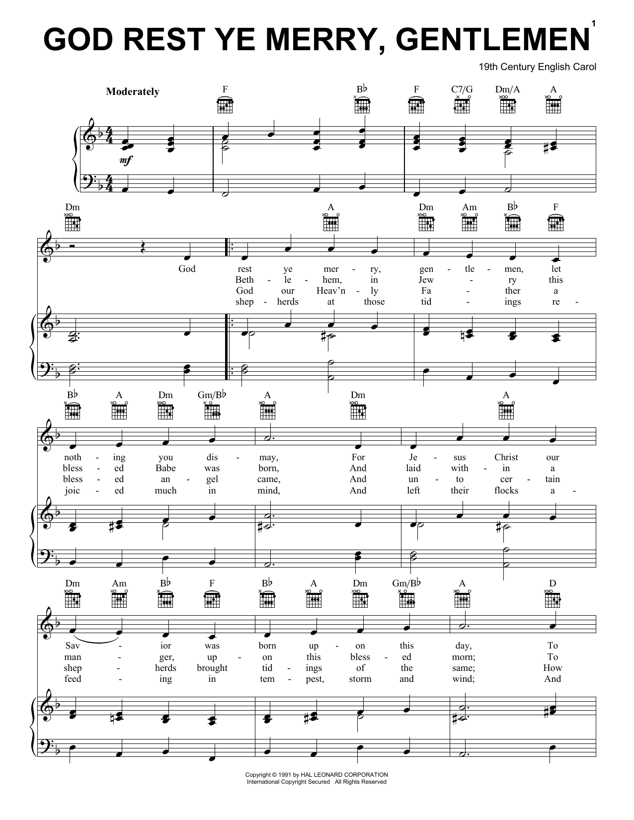 Produktgalerie: Seite 1 von 1 God Rest Ye Merry, Gentlemen, 19th Century English Carol, Gesang, Gitarre, Klavier