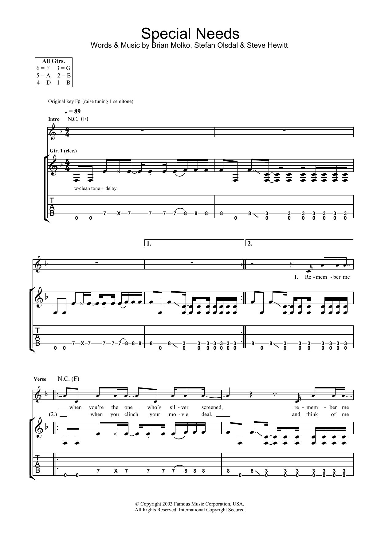 Produktgalerie: Seite 1 von 1 Special Needs, Placebo, Gitarre