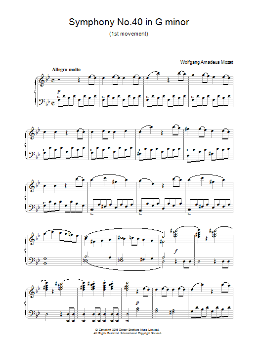 Produktgalerie: Seite 1 von 1 Symphony No. 40 (Theme), Wolfgang Amadeus Mozart, Klavier