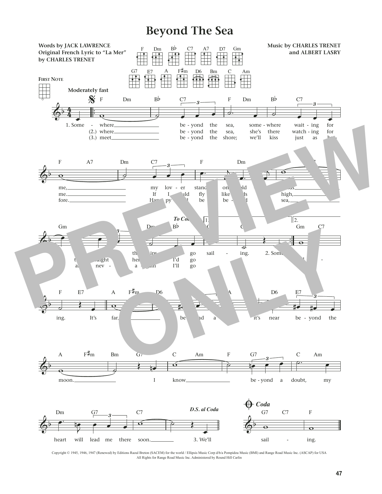 Product gallery: Page 1 of 1 Beyond The Sea (from The Daily Ukulele) (arr. Jim Beloff), Bobby Darin