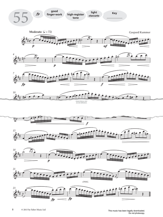 Product gallery: Page 1 of 1 Study No.55 'Moderato' (from 'More Graded Studies For Flute Book Two'), Gaspard Kummer