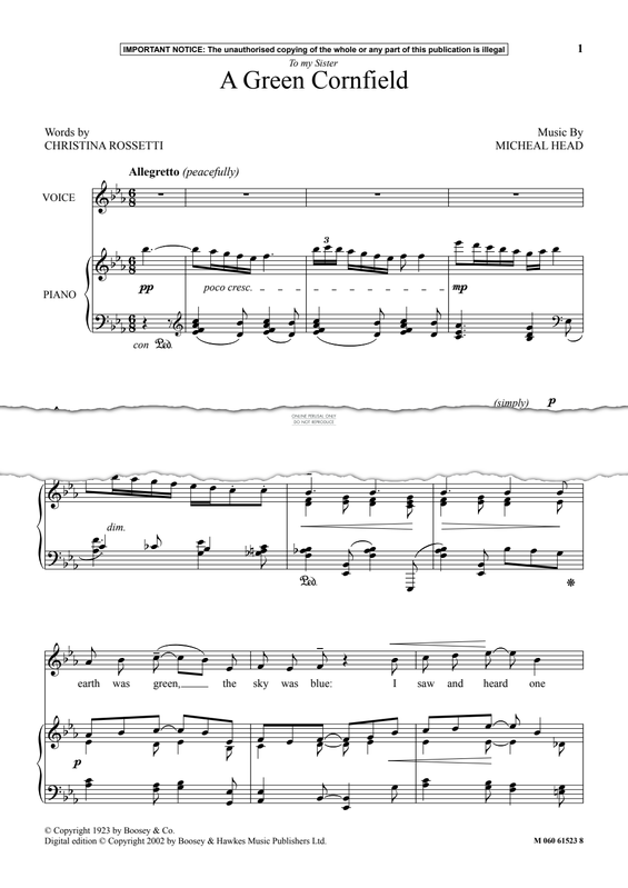 Produktgalerie: Seite 1 von 1 A Green Cornfield, Michael Head, Gesang, Klavier