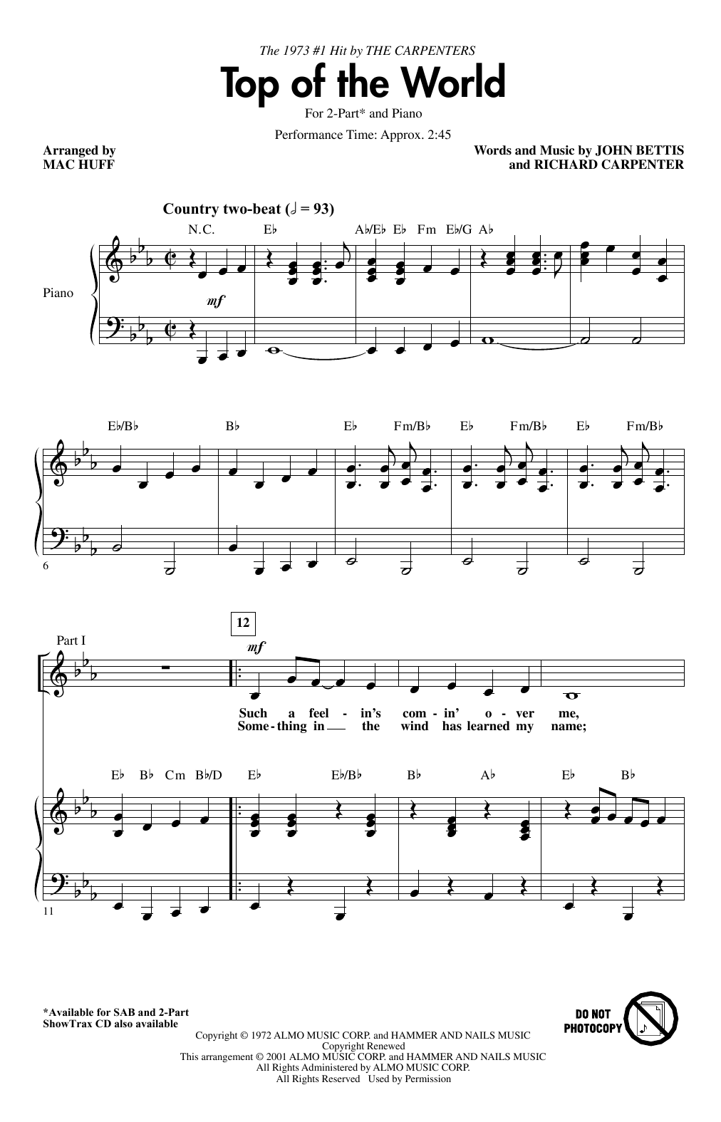 Produktgalerie: Seite 1 von 1 Top Of The World (arr. Mac Huff), Carpenters, Chor