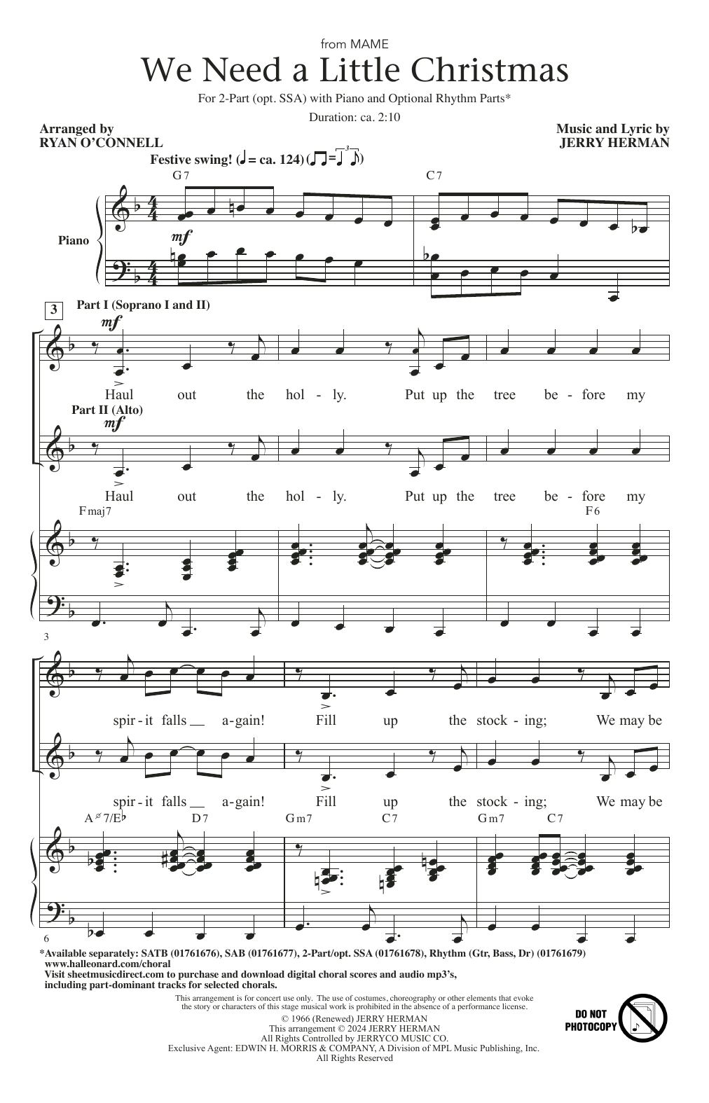 Produktbild zu: We Need A Little Christmas (from Mame) (arr. Ryan O'Connell)