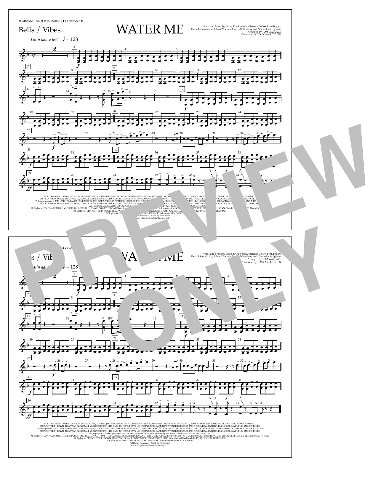 Product picture to: Water Me (arr. Tom Wallace) - Bells/Vibes