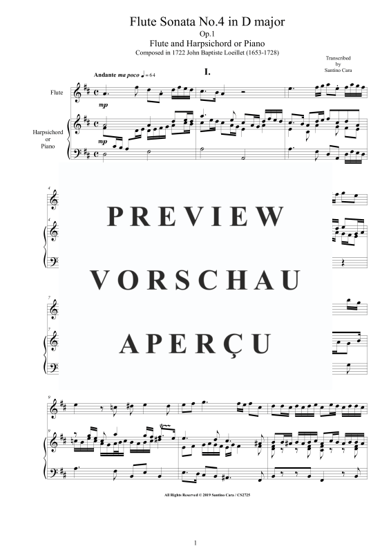 Product gallery: Page 2 of 11 Flute Sonata No.4 in D major Op.1, , Two Flutes and Harpsichord
