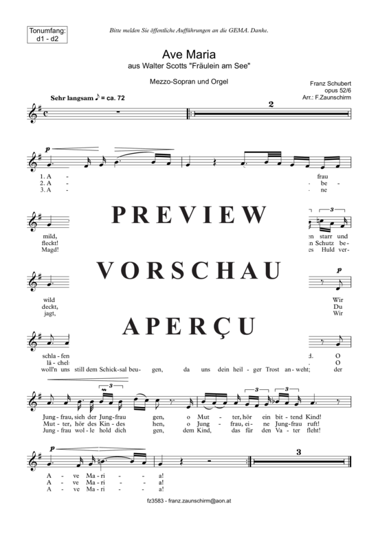 Product picture to: Ave Maria d1 - d2 Franz Schubert 