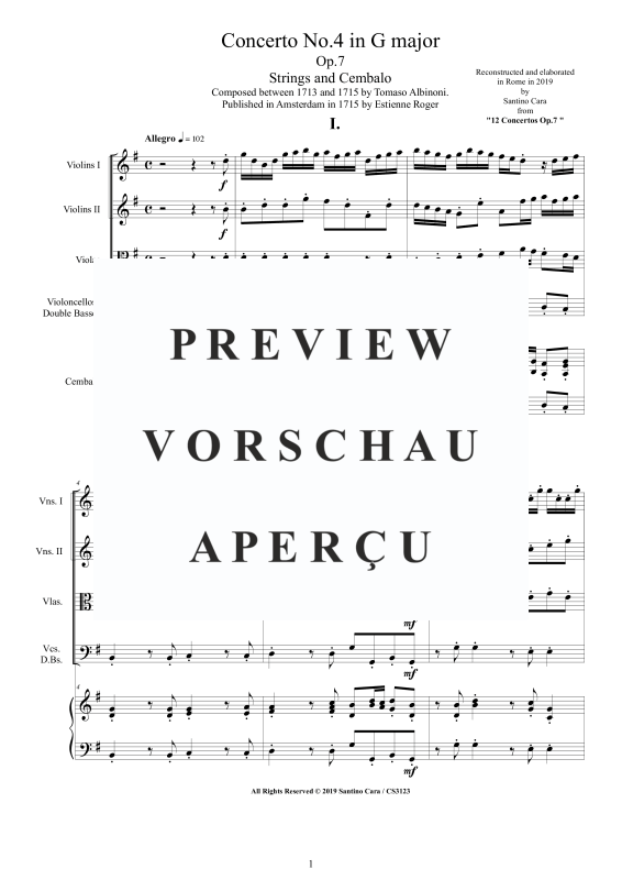 Product gallery: Page 2 of 11 Concerto No.4 in G-Dur Op.7, , String Ensemble and Harpsichord