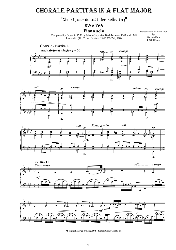 Product picture to: Choralpartiten in As-Dur (Christ, der du bist der helle Tag) BWV 766Johann Sebastian Bach