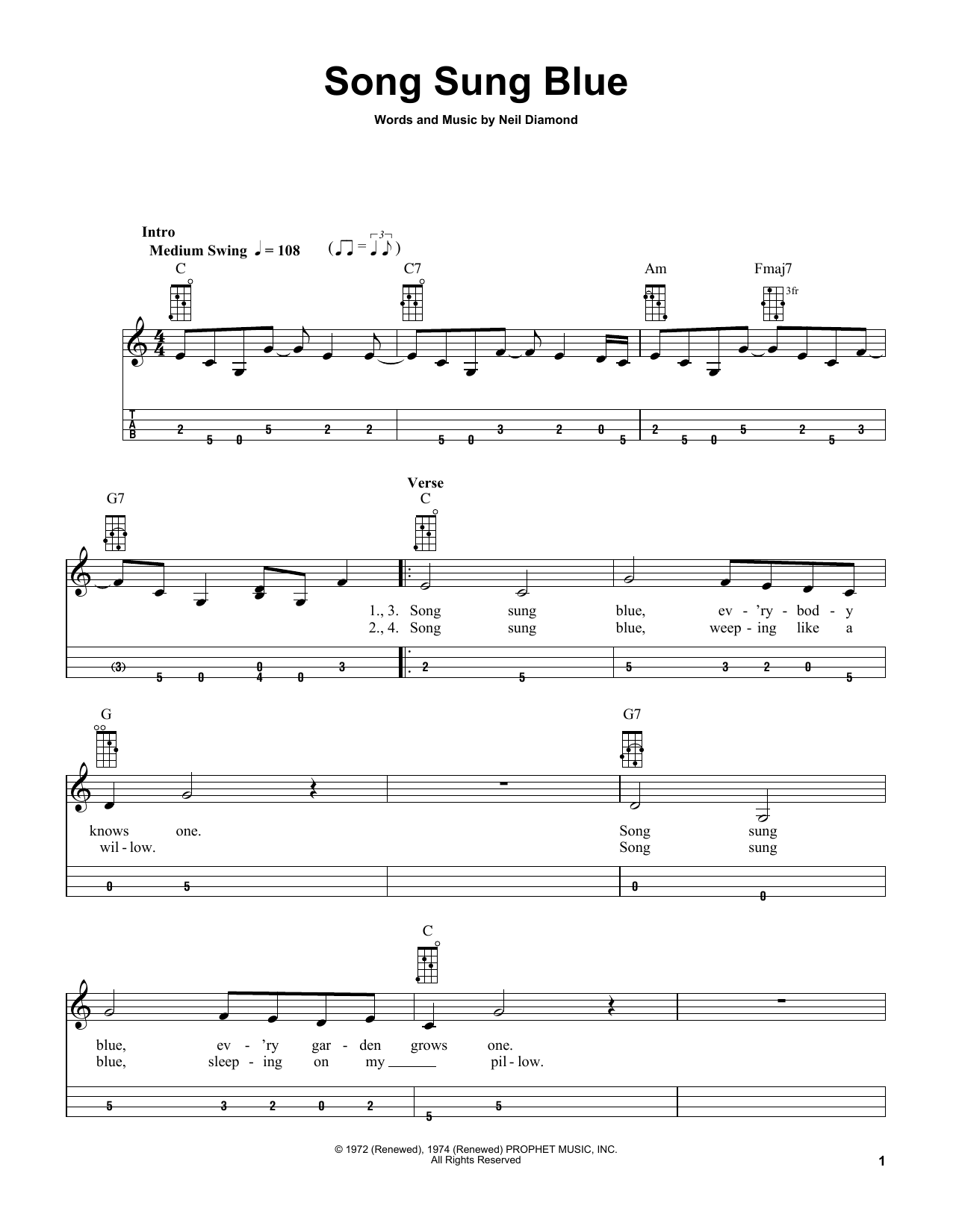 Product picture to: Song Sung Blue (arr. Bobby Westfall)