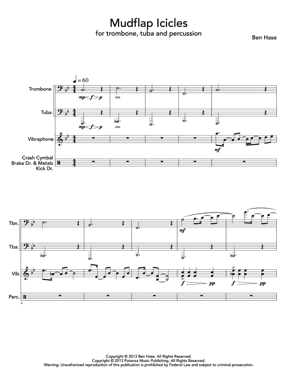 Produktgalerie: Seite 1 von 11 Mudflap Icicles, , (Duett Posaune, Tuba und Percussion)