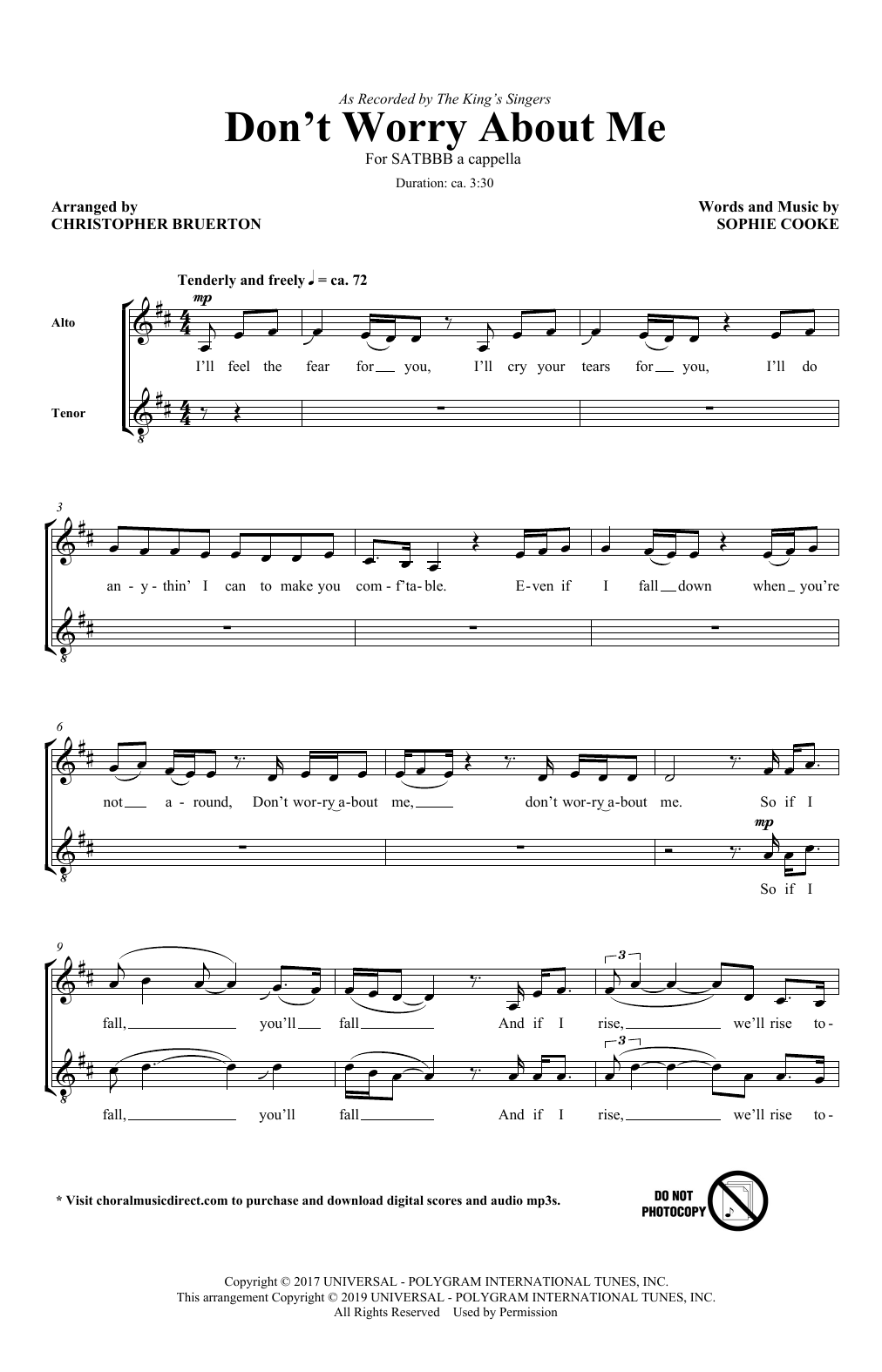 Produktgalerie: Seite 1 von 1 Don't Worry About Me (arr. Christopher Bruerton), The King's Singers, Chor