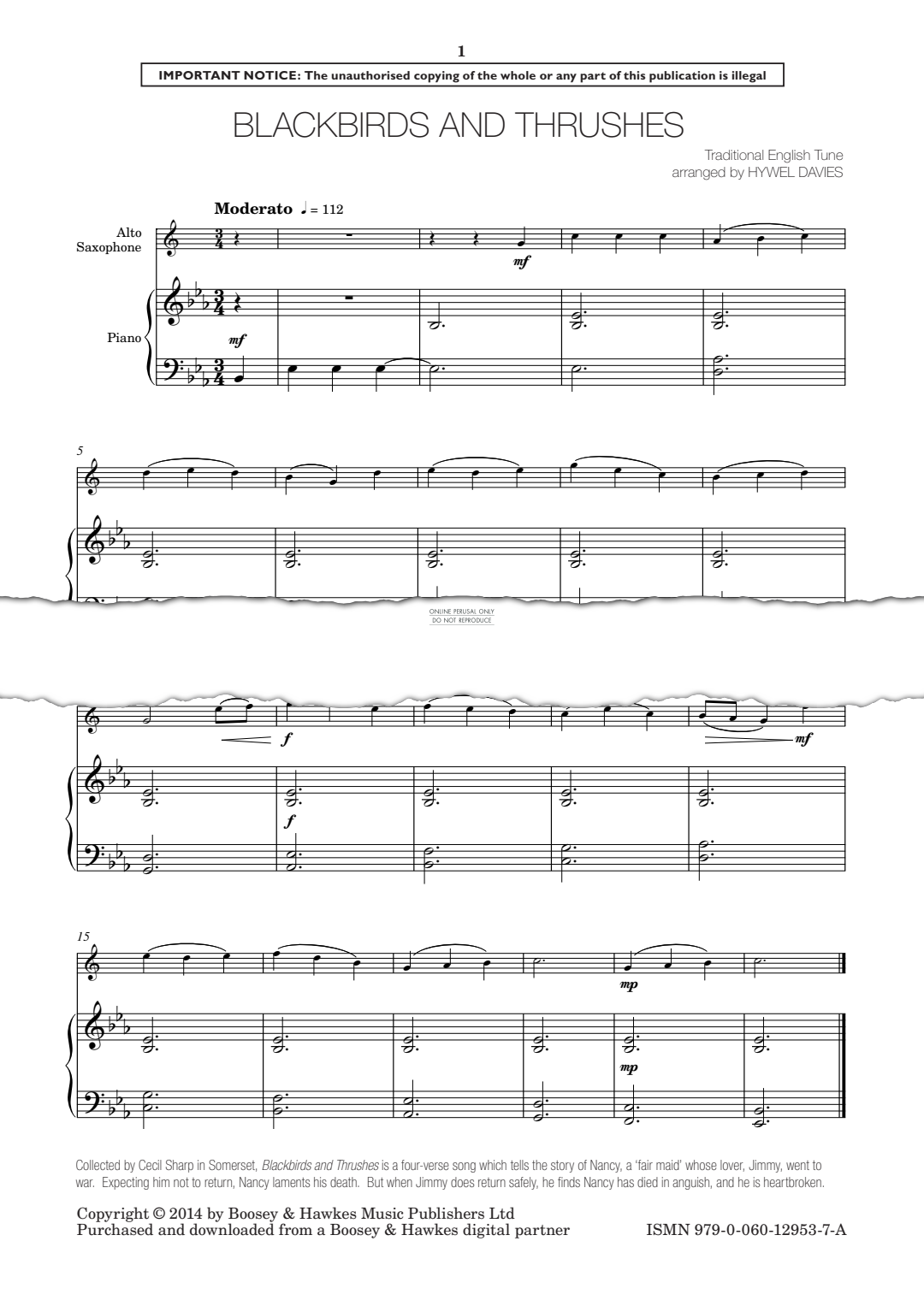 Produktgalerie: Seite 1 von 1 Blackbirds and Thrushes, English Traditional, Klavier, Saxophon