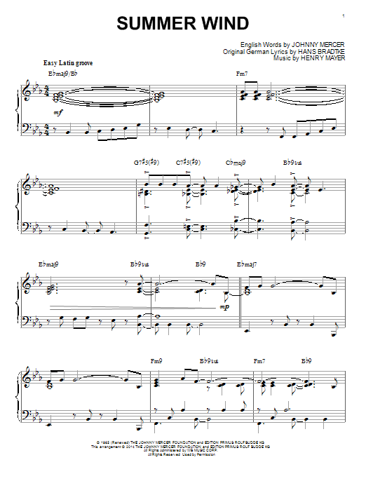 Product picture to: Summer Wind [Jazz version] (arr. Brent Edstrom)