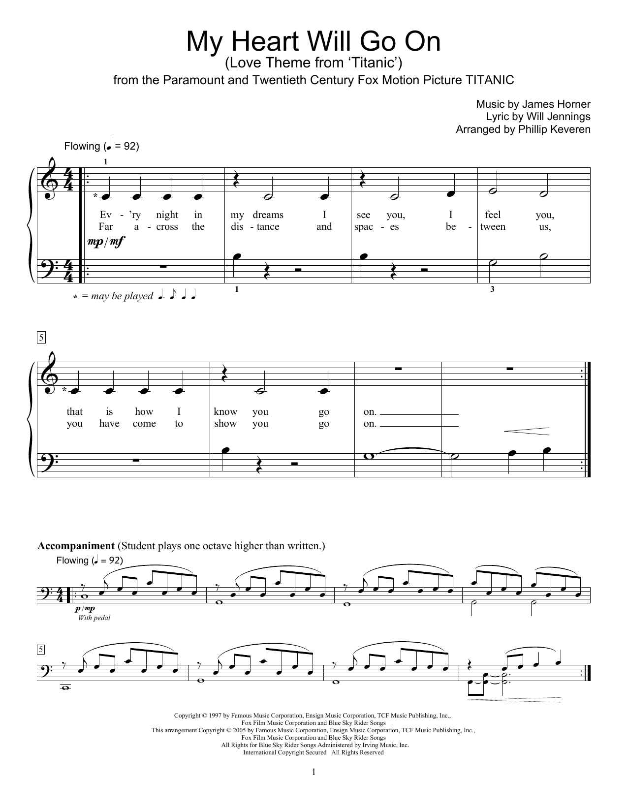 Produktbild zu: My Heart Will Go On (Love Theme from Titanic) (arr. Phillip Keveren)