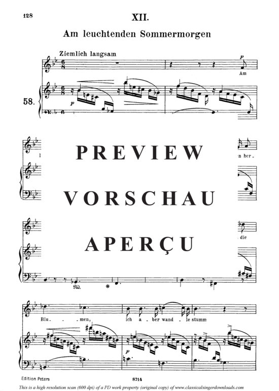 Product gallery: Page 2 of 3 Am leuchtenden Sommermorgen, Op 48 No.12, , Medium Voice and Piano