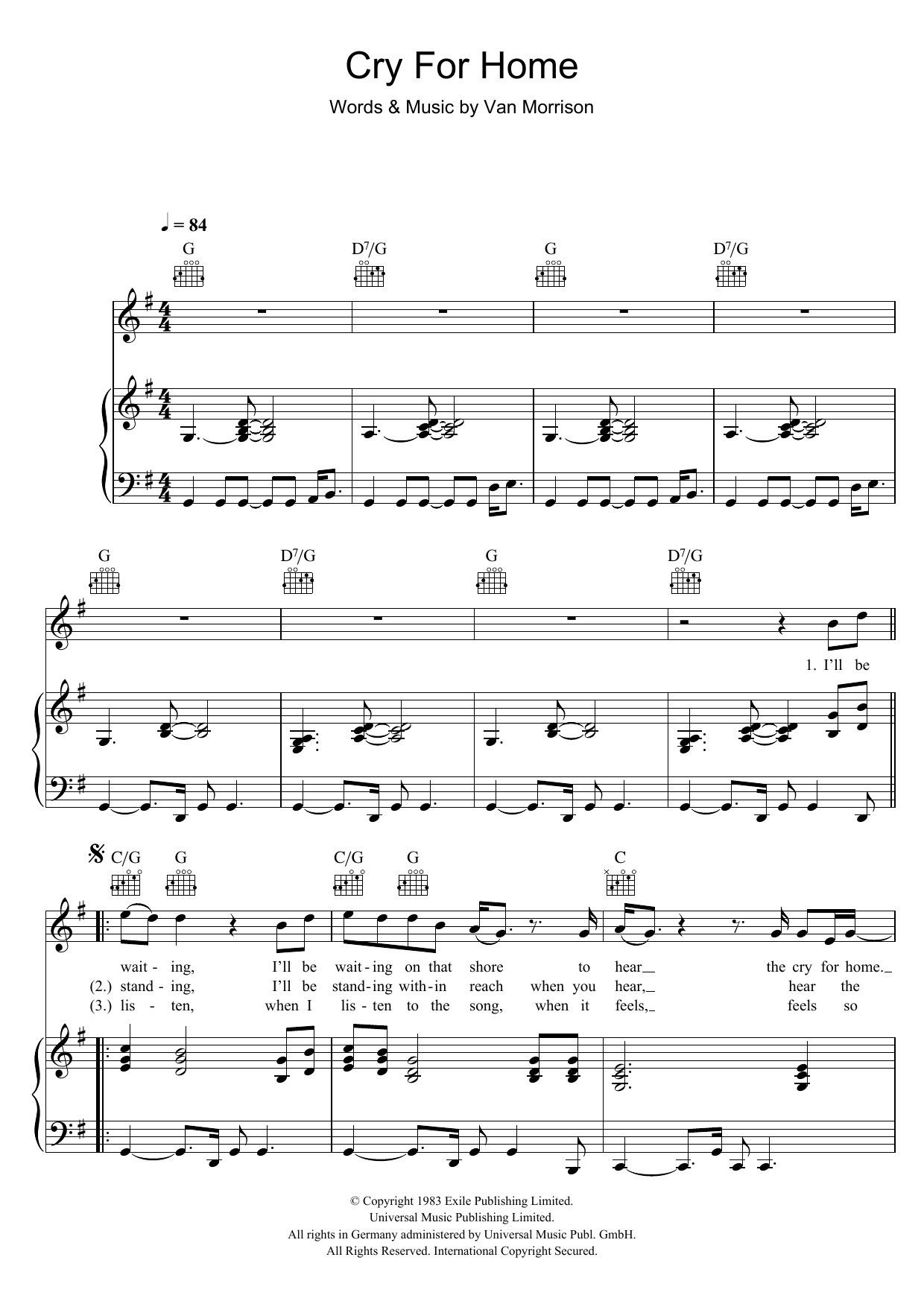 Produktgalerie: Seite 1 von 1 Cry For Home, Van Morrison, Gesang, Gitarre, Klavier